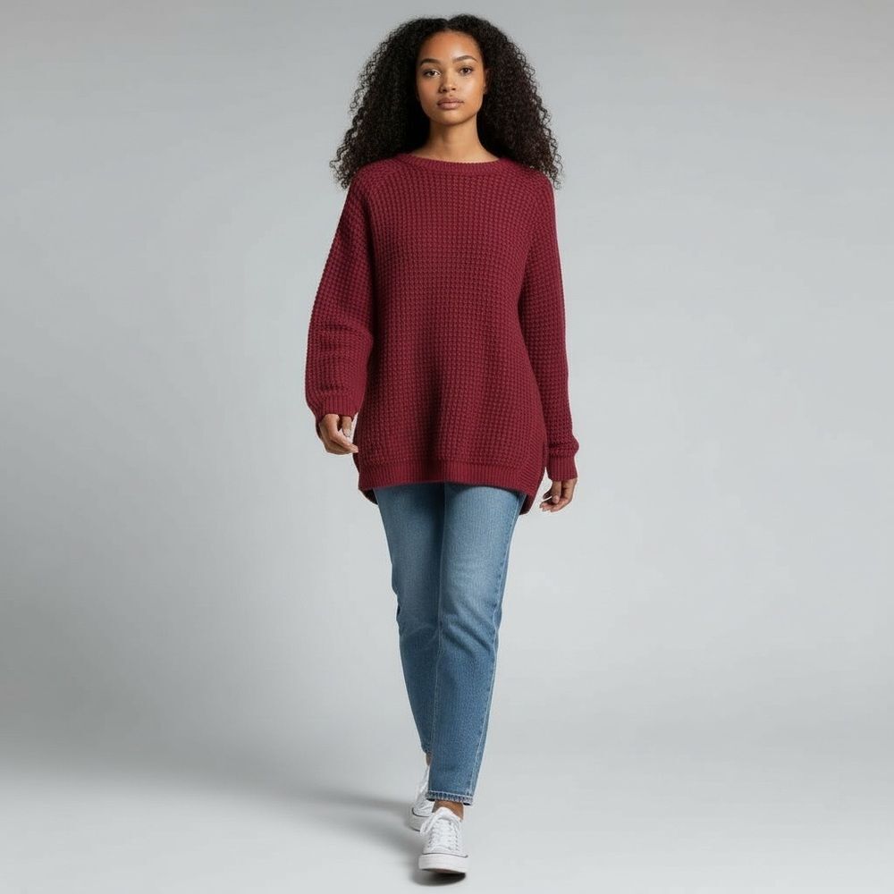Anne French Cranberry Red Oversized Cozy Sweater - XL